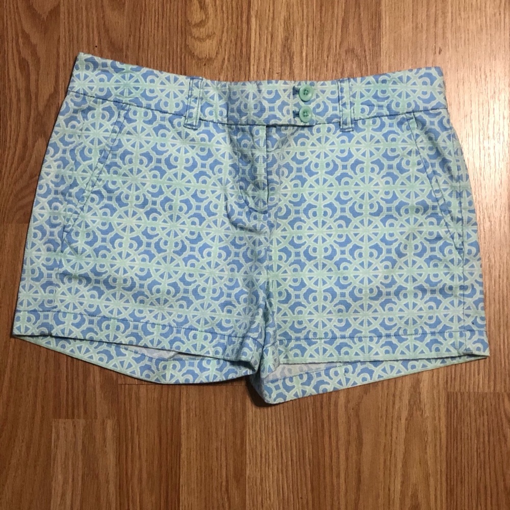 Blue and green shorts.